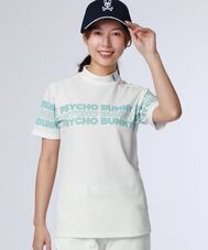 [GOLF][WOMEN]ロゴパネルプリント ハニカム半袖モックネックシャツ