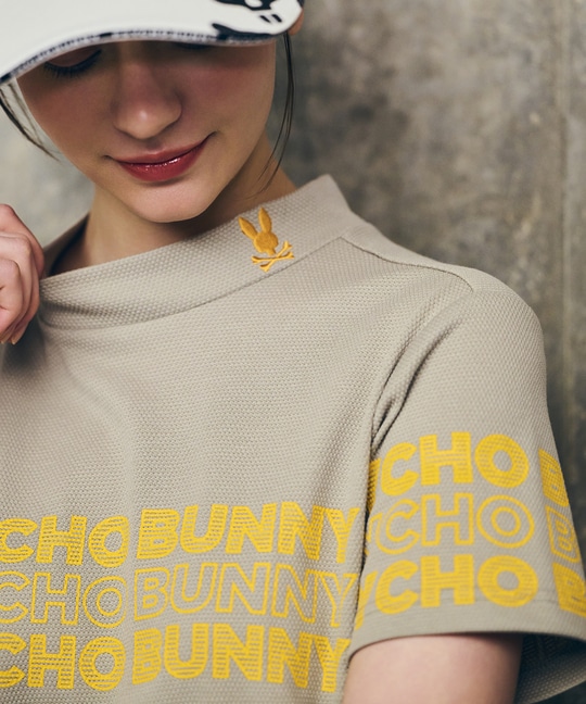 [GOLF][WOMEN]ロゴパネルプリント ハニカム半袖モックネックシャツ