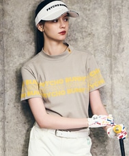[GOLF][WOMEN]ロゴパネルプリント ハニカム半袖モックネックシャツ
