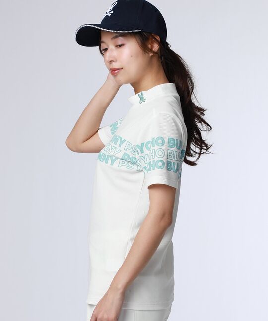 [GOLF][WOMEN]ロゴパネルプリント ハニカム半袖モックネックシャツ