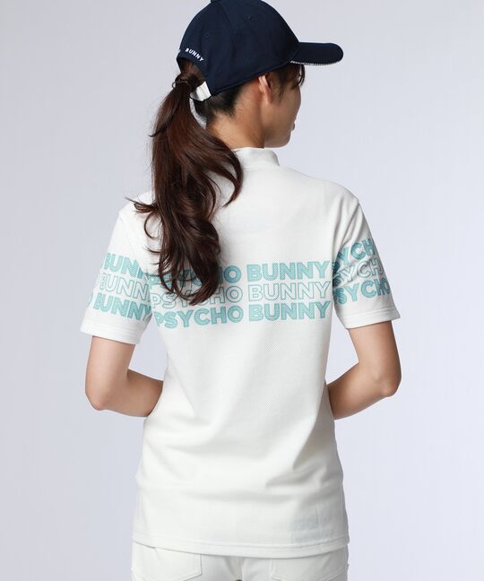 [GOLF][WOMEN]ロゴパネルプリント ハニカム半袖モックネックシャツ