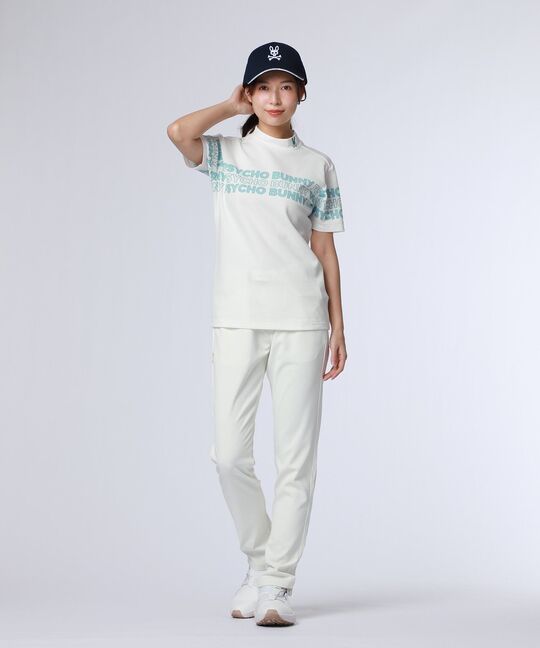 [GOLF][WOMEN]ロゴパネルプリント ハニカム半袖モックネックシャツ