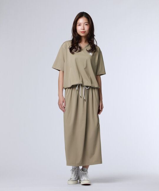 [WOMEN]キーネック ブラウジングワンピース