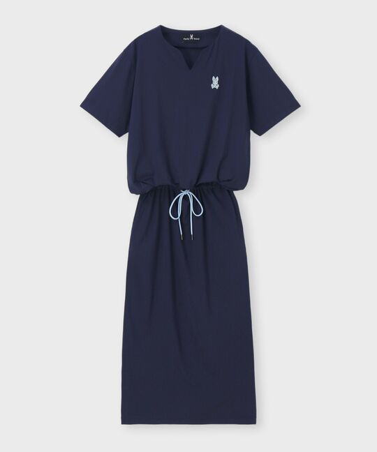 [WOMEN]キーネック ブラウジングワンピース