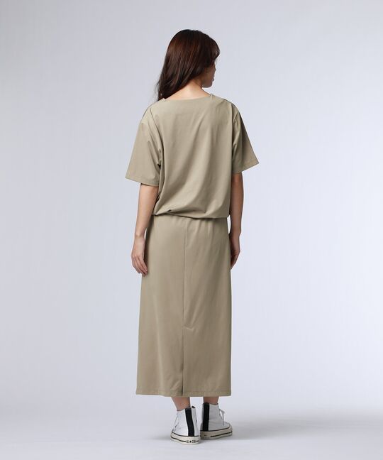 [WOMEN]キーネック ブラウジングワンピース