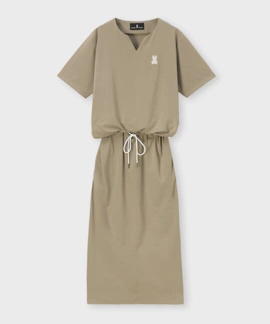 [WOMEN]キーネック ブラウジングワンピース