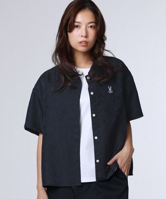 [WOMEN]フラワージャガード 　ショート丈シャツ