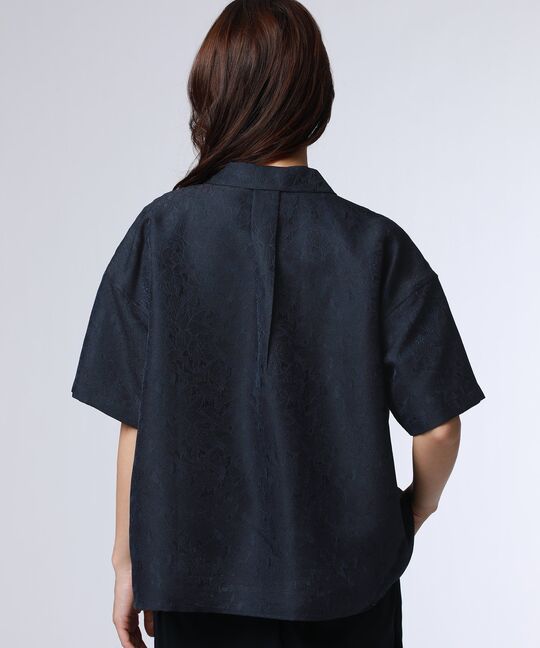 [WOMEN]フラワージャガード ショート丈シャツ