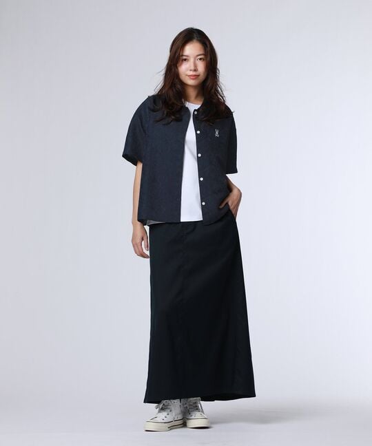 [WOMEN]フラワージャガード ショート丈シャツ