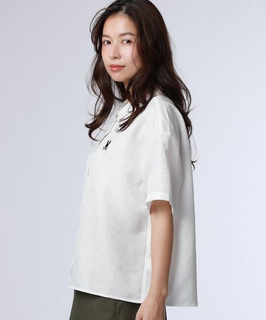 [WOMEN]フラワージャガード ショート丈シャツ