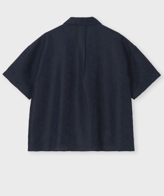 [WOMEN]フラワージャガード ショート丈シャツ