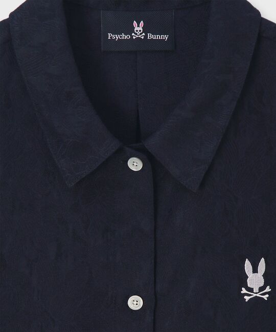 [WOMEN]フラワージャガード ショート丈シャツ