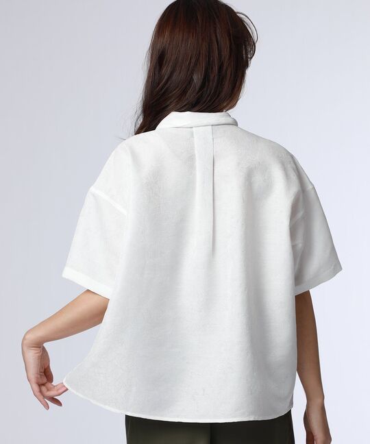 [WOMEN]フラワージャガード ショート丈シャツ