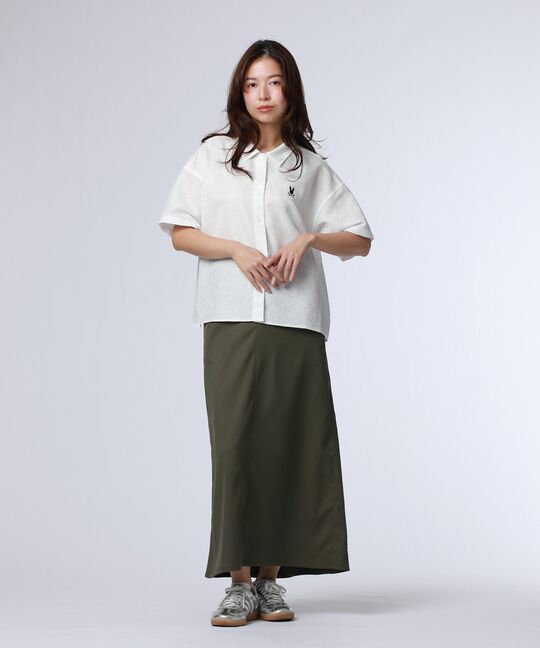 [WOMEN]フラワージャガード ショート丈シャツ