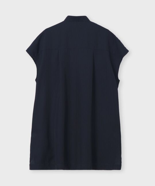 [WOMEN]シースルーストライプ ドロップショルダーシャツ