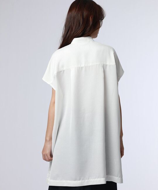 [WOMEN]シースルーストライプ ドロップショルダーシャツ