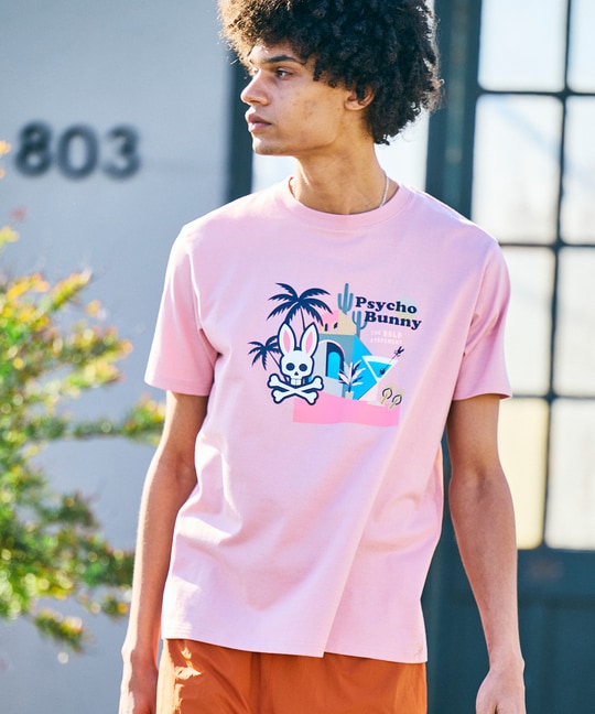 トロピカル アートワーク ピマコットンTシャツ