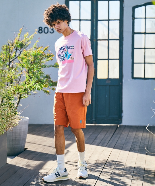 トロピカル アートワーク ピマコットンTシャツ