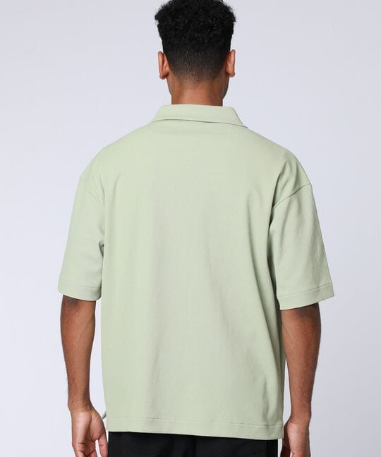 ポップコーンニット リラックス スキッパーシャツ