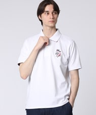 トロピカルアートワーク 襟裏チェック刺繍ポロシャツ