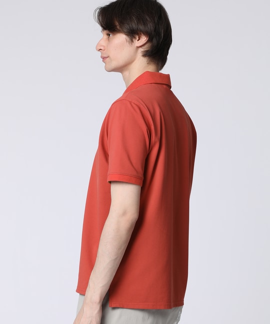 トロピカルアートワーク 襟裏チェック刺繍ポロシャツ