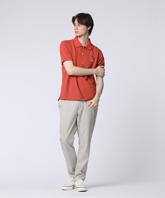 トロピカルアートワーク 襟裏チェック刺繍ポロシャツ