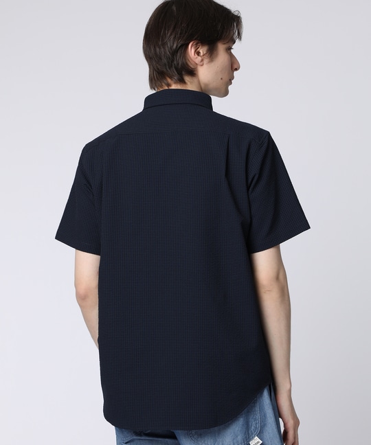 EVALET® ギンガムサッカー ワンポイント半袖シャツ