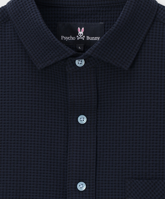 EVALET® ギンガムサッカー ワンポイント半袖シャツ