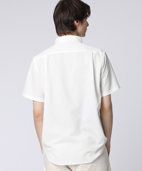 EVALET® ギンガムサッカー ワンポイント半袖シャツ