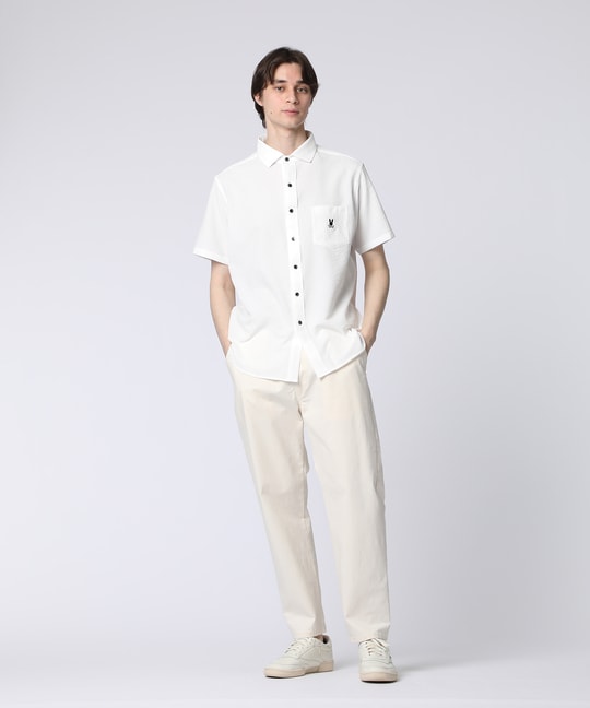 EVALET® ギンガムサッカー ワンポイント半袖シャツ