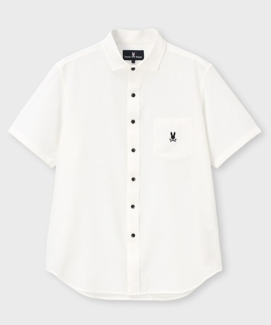 EVALET® ギンガムサッカー ワンポイント半袖シャツ