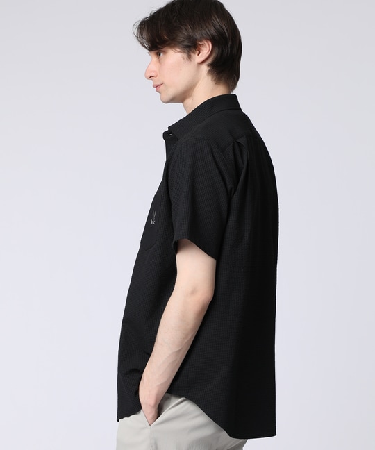 EVALET® ギンガムサッカー ワンポイント半袖シャツ