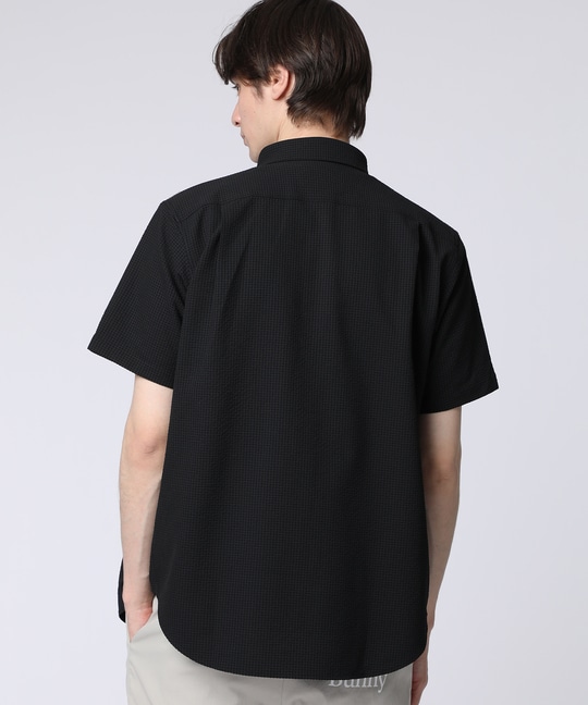 EVALET® ギンガムサッカー ワンポイント半袖シャツ