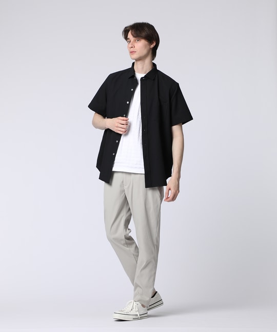 EVALET® ギンガムサッカー ワンポイント半袖シャツ