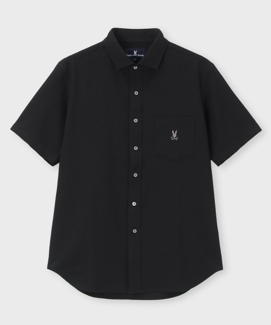 EVALET® ギンガムサッカー ワンポイント半袖シャツ