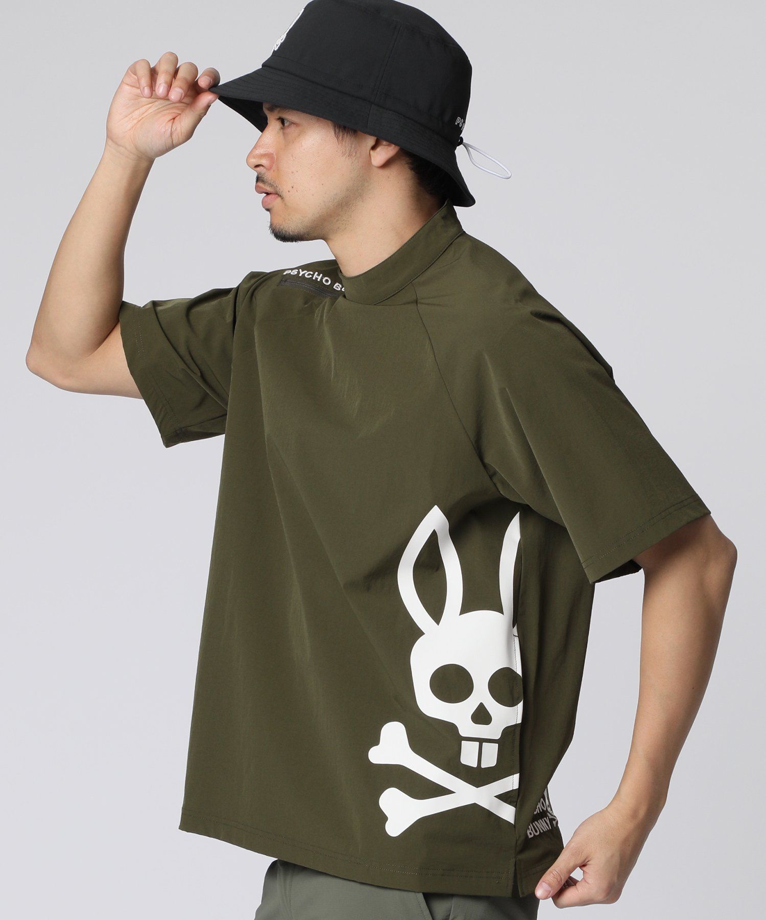 WEB限定] リラックスフィットビッグバニーロゴ モックネックTシャツ