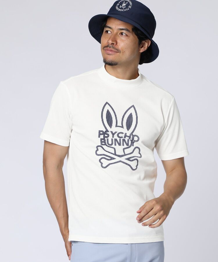 GOLF]ビッグラインロゴ ドライミニワッフル モックネックTシャツ
