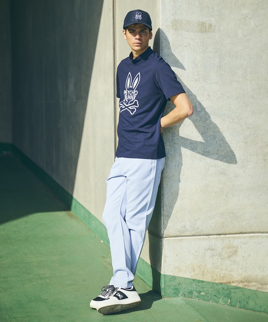 [GOLF]ビッグラインロゴ ドライミニワッフル モックネックTシャツ