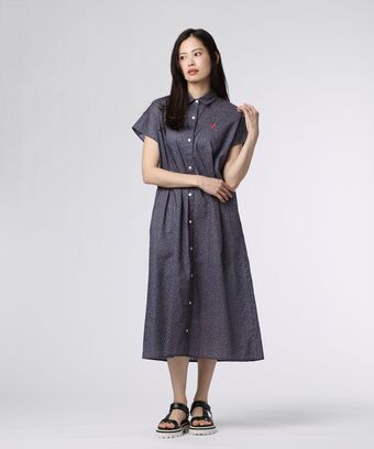 [WOMEN]フレンチスリーブ 　シャツワンピース