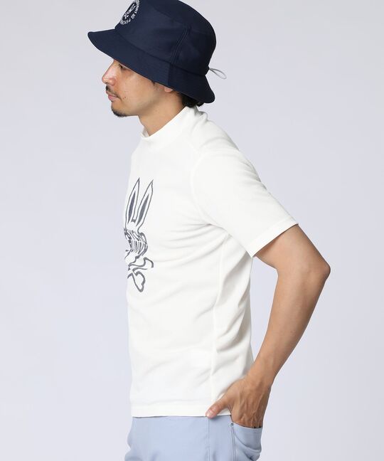 [GOLF]ビッグラインロゴ ドライミニワッフル モックネックTシャツ