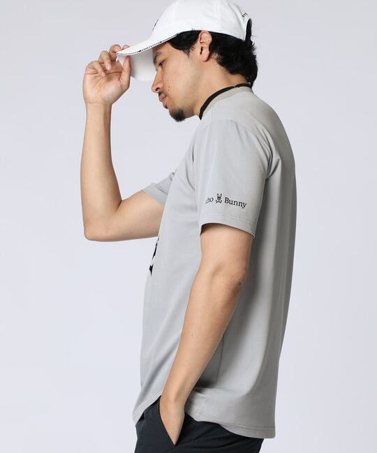 [GOLF]吸水速乾 フロッキープリント モックネックTシャツ