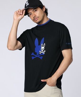 [GOLF]吸水速乾 フロッキープリント モックネックTシャツ