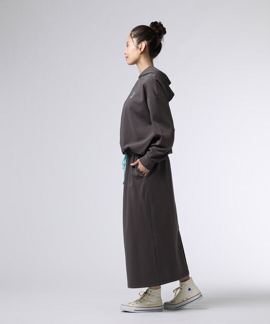 [WOMEN]フーデッド ロングワンピース