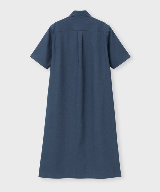 [WOMEN]デニムライク ストレッチ シャツワンピース