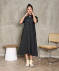 [WOMEN]デニムライク ストレッチ シャツワンピース
