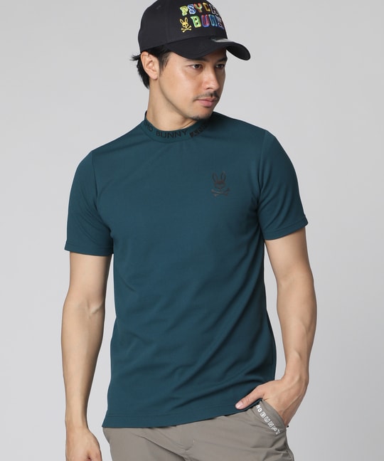 [WEB限定]ブロック切替ロゴ ジャガードフライス モックネックTシャツ
