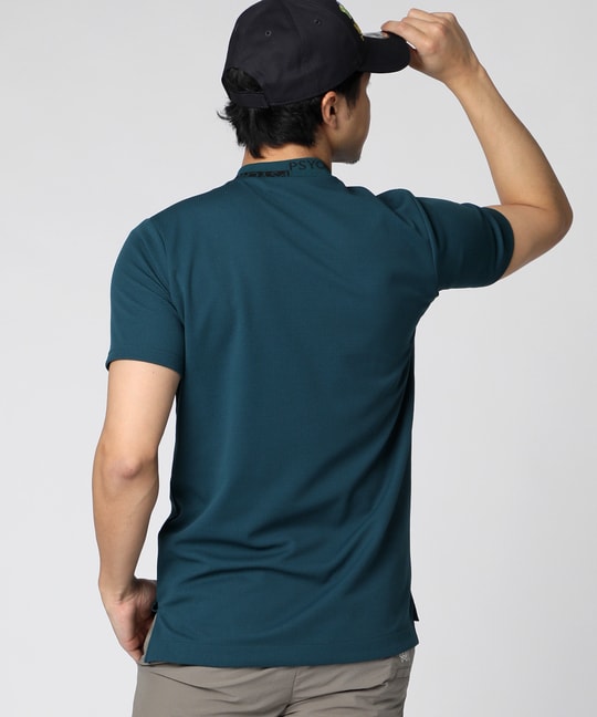 [WEB限定]ブロック切替ロゴ ジャガードフライス モックネックTシャツ