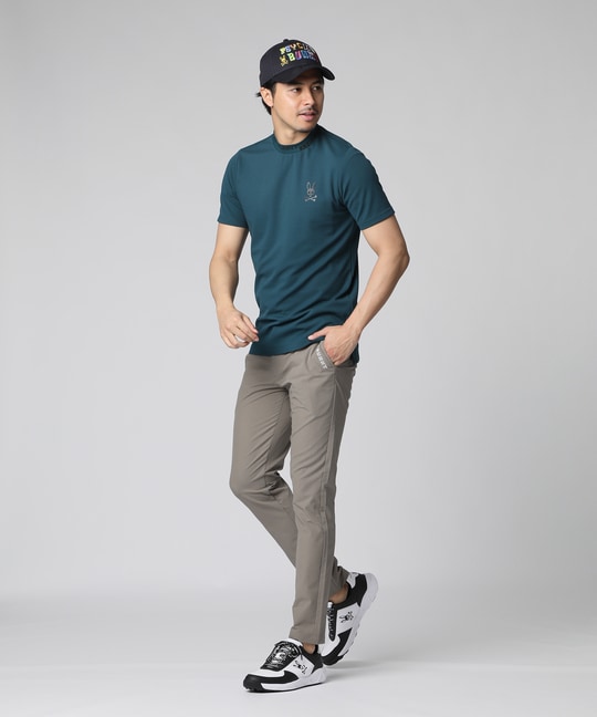 [WEB限定]ブロック切替ロゴ ジャガードフライス モックネックTシャツ