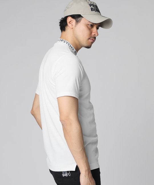 [WEB限定]ブロック切替ロゴ ジャガードフライス モックネックTシャツ