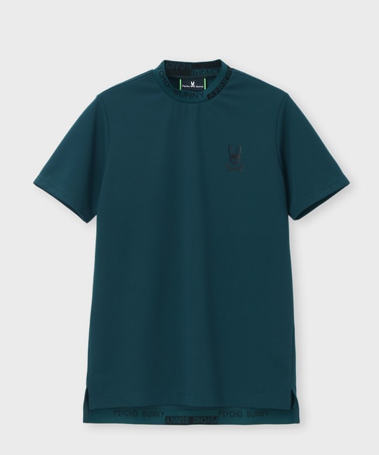 [WEB限定]ブロック切替ロゴ ジャガードフライス モックネックTシャツ